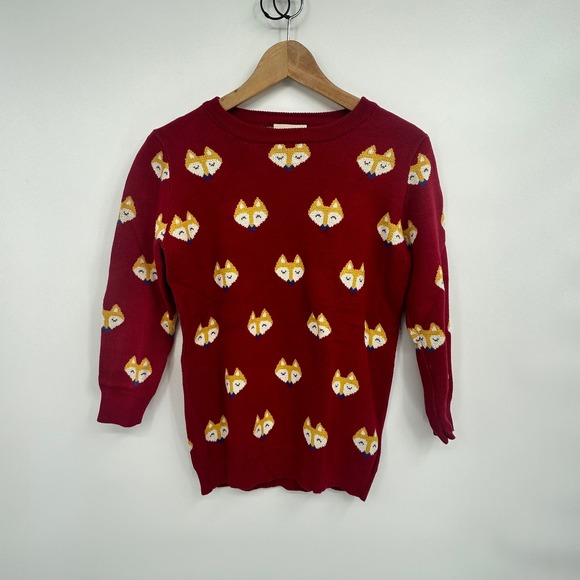 Modcloth Red Fox Pattern Sweater - Picture 2 of 6